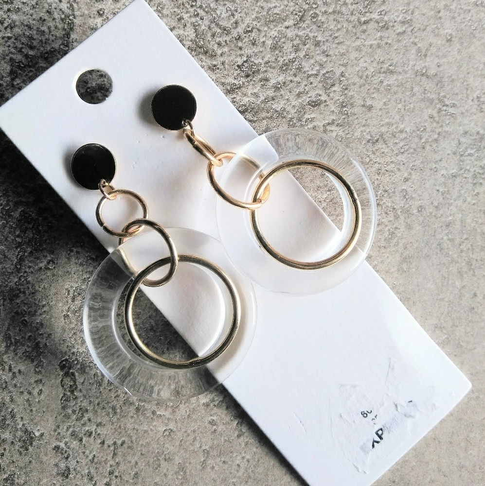 Express Acrylic/Gold Tone Earrings New